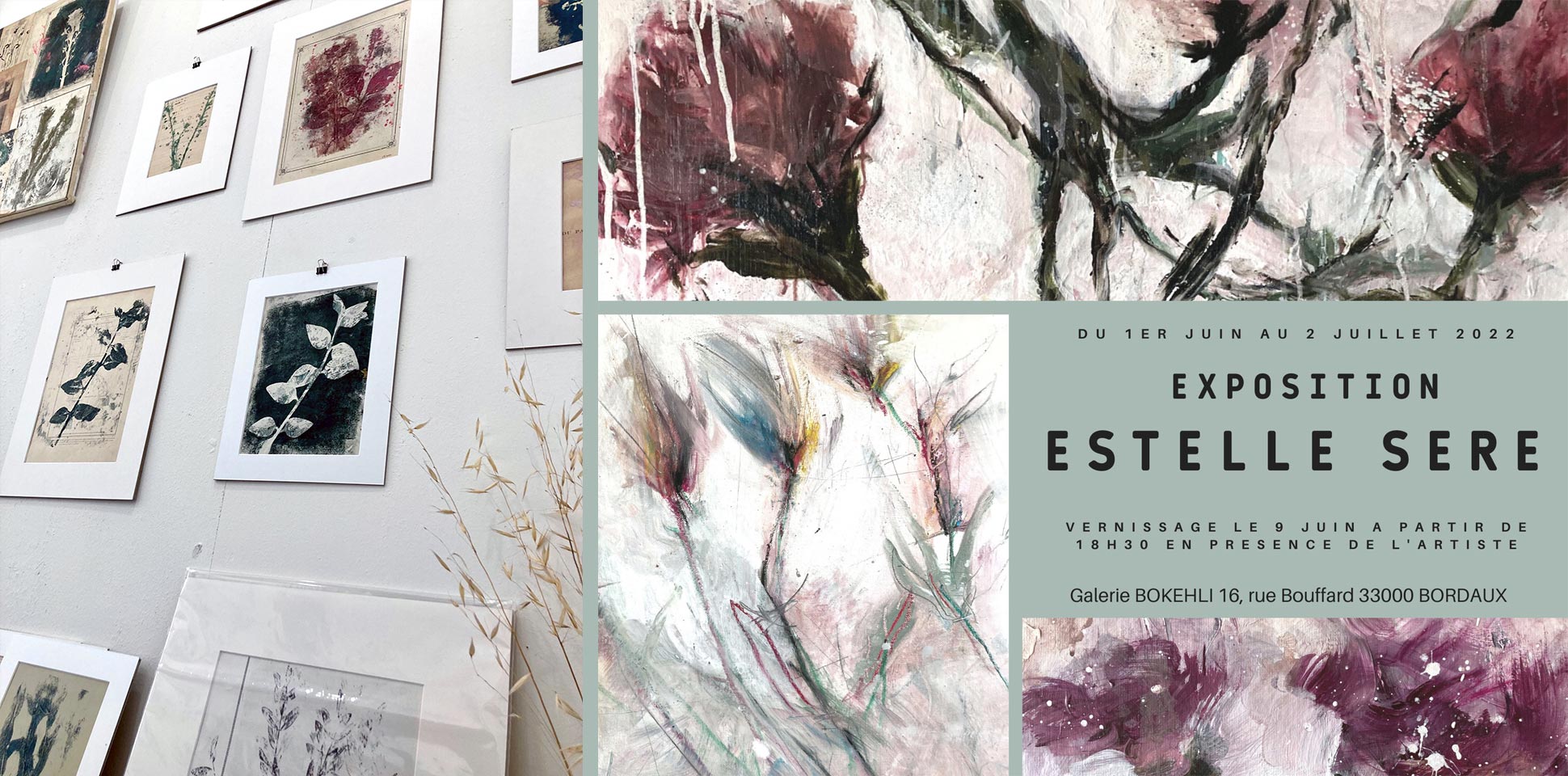 Affiche exposition Estelle Séré - Peintures Galerie Bokehli à Bordeaux Juin 2022
